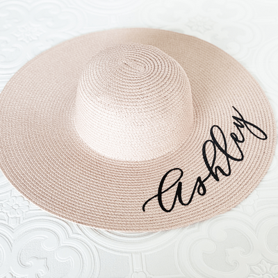 Personalized Beach Hat with Trim - Barn Street Designs