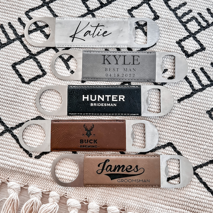 Personalized Leather Engraved Bottle Opener - Barn Street Designs