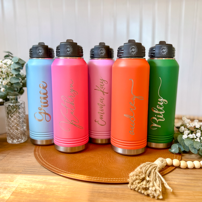 Personalized Kids Water Bottle Tumblers with Laser Engraved Name -  LemonsAreBlue