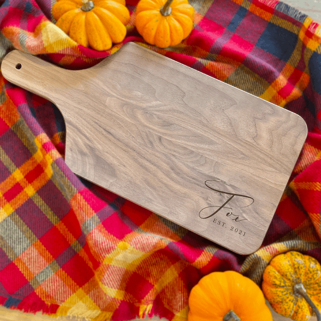 Personalized Cutting Board with Handle - Name on Handle