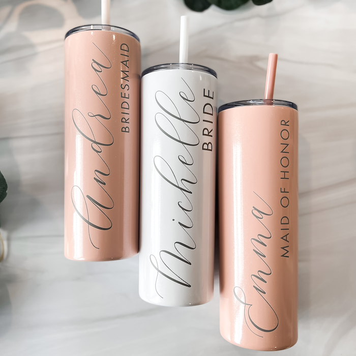Bridal Party Skinny Tumbler with Straw - Barn Street Designs