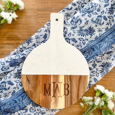 Round Marble and Acacia Wood Charcuterie Board - Barn Street Designs