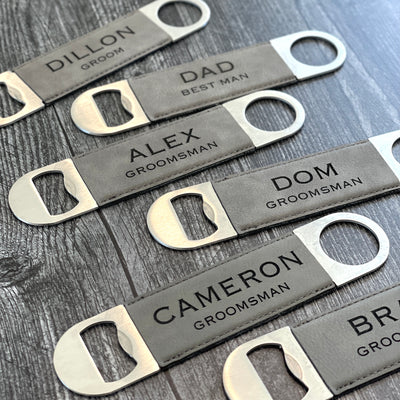 Personalized Leather Engraved Bottle Opener - Barn Street Designs