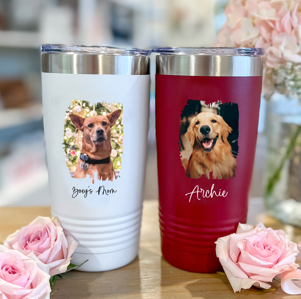 Custom Dog Photo Tall Tumbler, Barn Street Designs