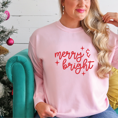 Merry & Bright Christmas Sweatshirt - Barn Street Designs