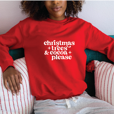Christmas Tree & Cocoa Please Christmas Sweatshirt - Barn Street Designs