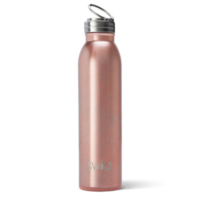 Shimmer Rose Gold Flip + Sip Water Bottle (20oz) - Barn Street Designs