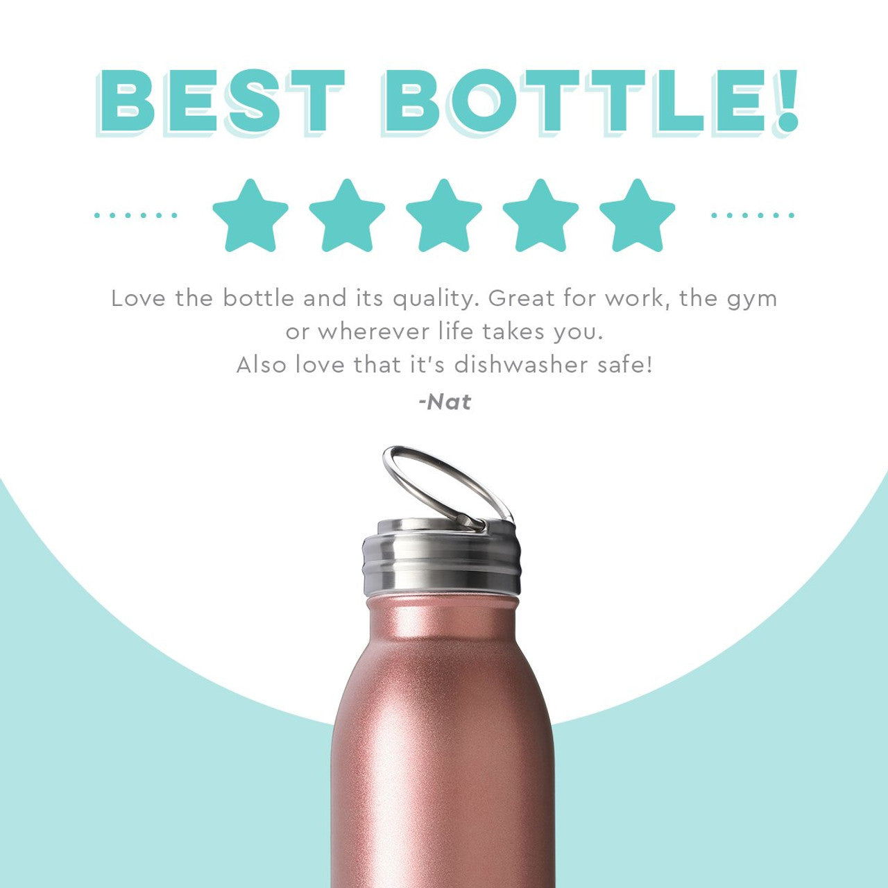Shimmer Rose Gold Flip + Sip Water Bottle (20oz) - Barn Street Designs