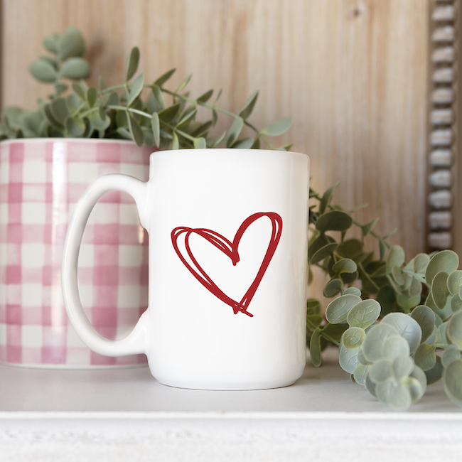 Heart Doodle Valentine Coffee Mug - Barn Street Designs